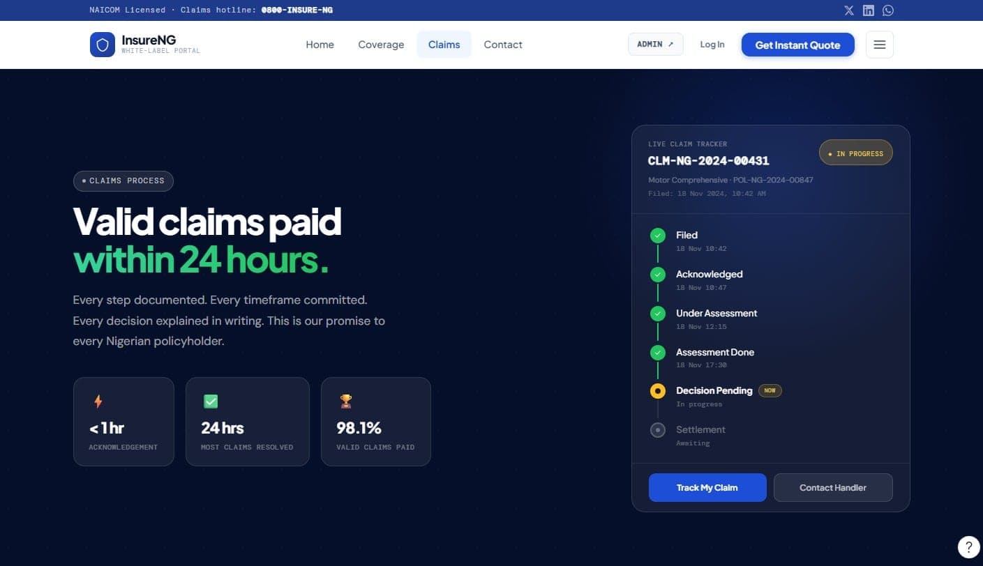 Live claim tracking with a transparent, step-by-step status.